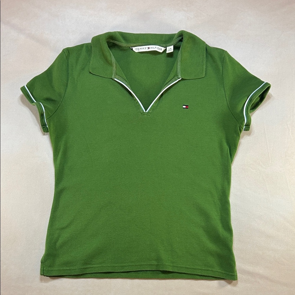 Y2k Tommy Hilfiger Green Short Sleeve Polo